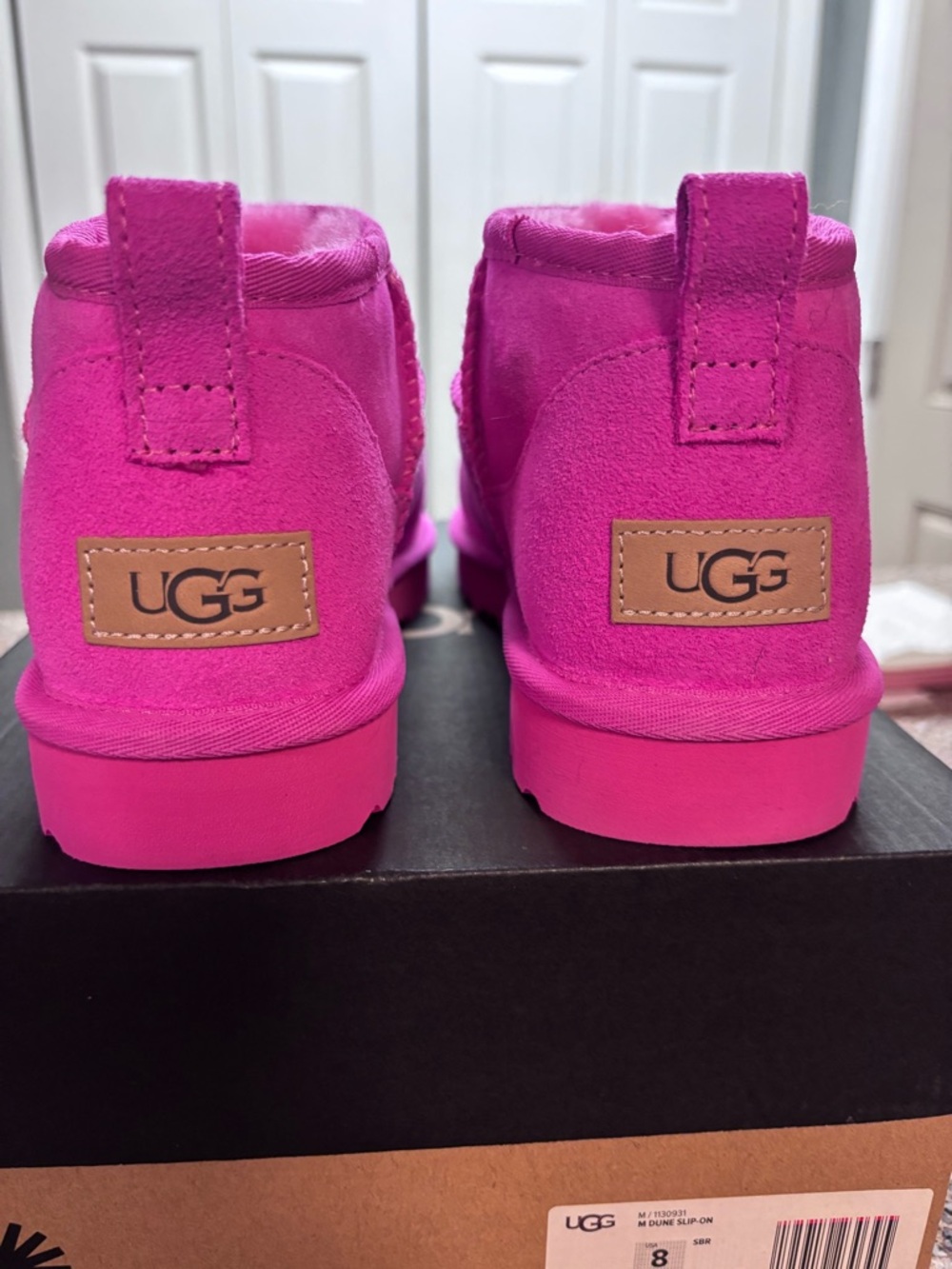 UGG Hot Pink Suede Mini Booties - Picture 3 of 4